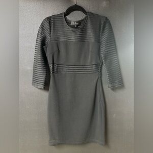 Lulu's Black Sheer Striped Long Sleeve Dress